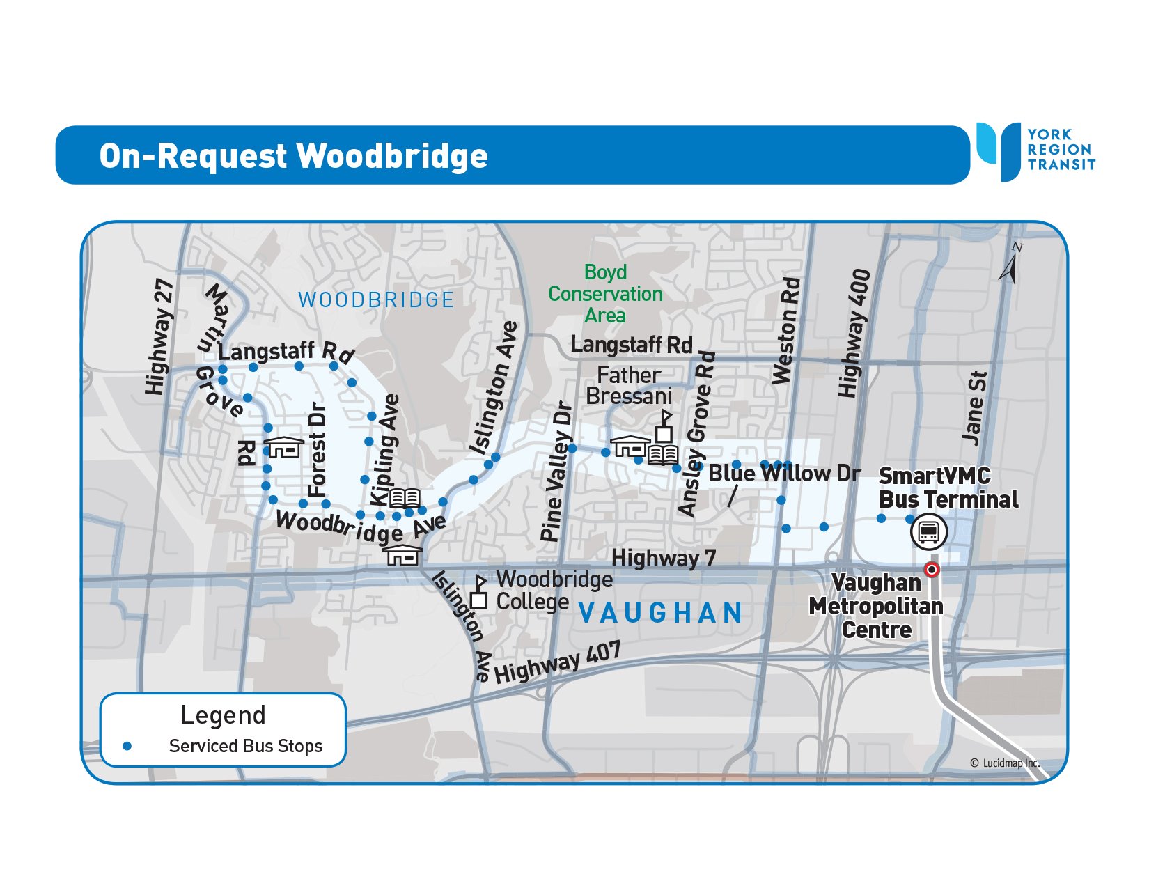 On-Request Woodbridge Service Area Map