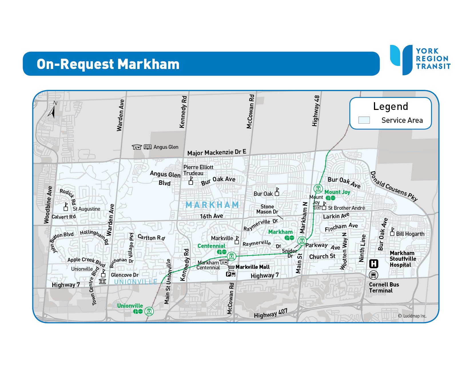 On-Request Markham service area map