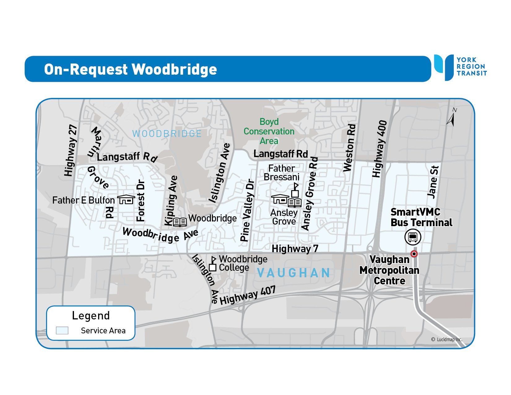 On-Request Woodbridge Service Area Map