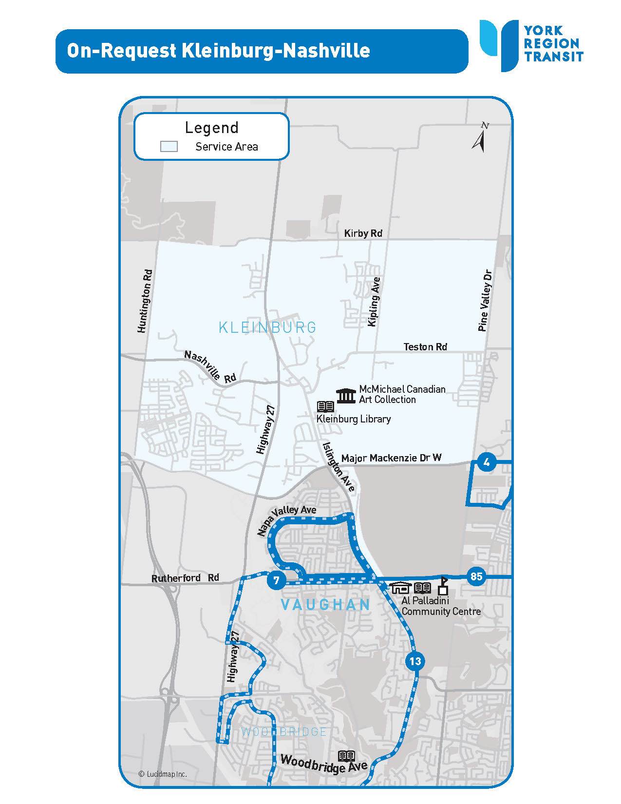 On-Request Kleinburg-Nashville service area map