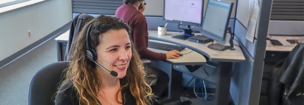 call centre staff on a headset